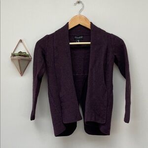 Adrienne Vittadini Plum 100% Merino Wool Open-Front Cardigan